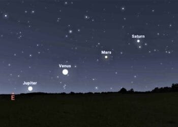 La Lune et quatre planètes visibles dans le ciel le 25 avril