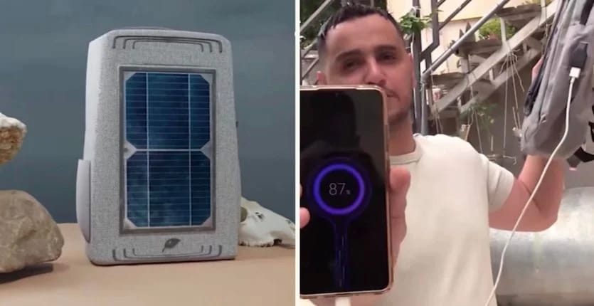 Cet algérien conçoit  un sac doté d’un panneau solaire