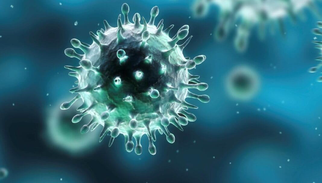 Virus en suspension dans l'air Virus en suspension, illustration scientifique en 3D.