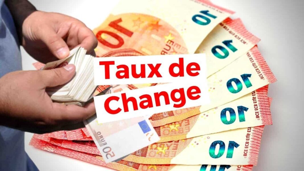 Devises Algérie : Principales taux de change pour ce dimanche 17 avril Billets de banque euro et texte Taux de Change en français.