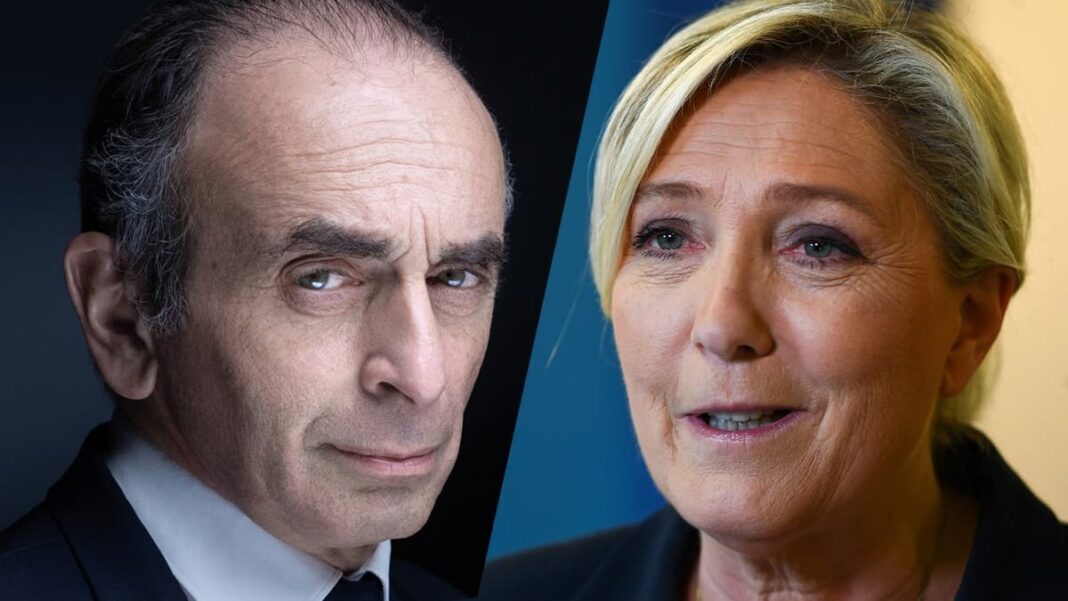 Portraits de Le Pen et Zemour, candidats aux élections françaises.