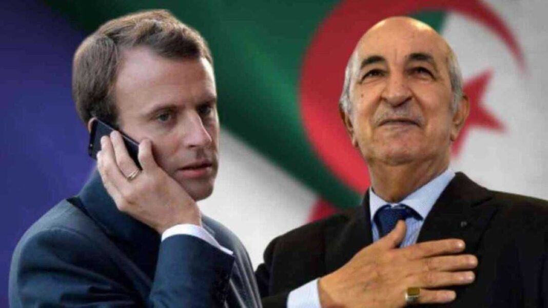 Tebboune félicite et invite Macron en Algérie Deux hommes en costume lors d'une rencontre officielle en Tunisie.