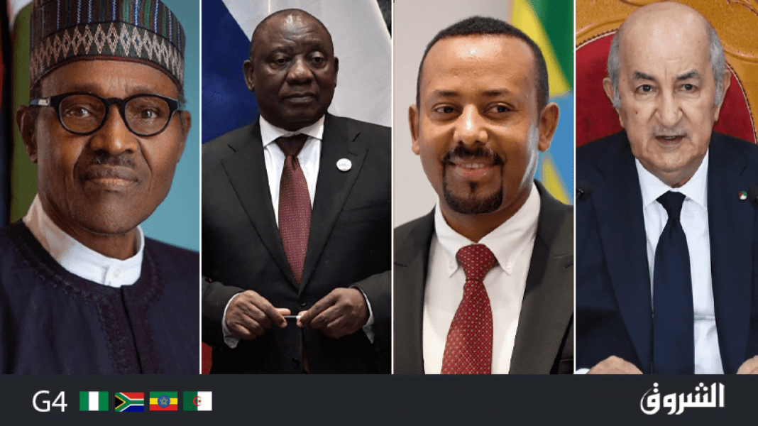 Le Groupe des 4…une nouvelle alliance entre l’Algérie et les piliers de l’Union Africaine Les leaders du Groupe des 4 lors d'une réunion en Afrique.