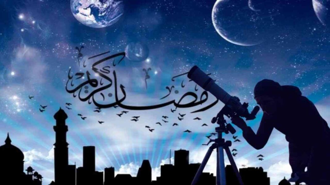 Un Institut d’astronomie dévoile la date du Ramadan 2022 Astronome observant le ciel étoilé avec télescope dans la nuit.