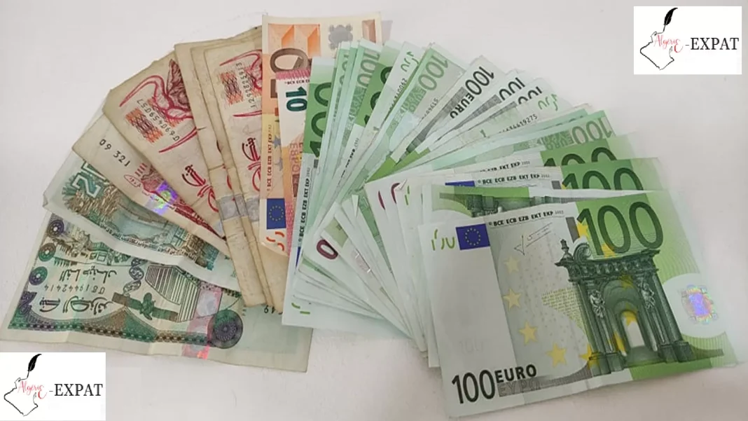 Dinar algérien : voici le taux de change de ce jeudi 12 mai Billets en euros de différentes valeurs, dispersés sur une surface blanche.