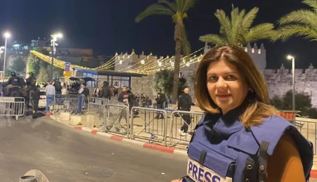 Journaliste en reportage à l'extérieur Journaliste en reportage avec gilet presse devant un mur historique illuminé.