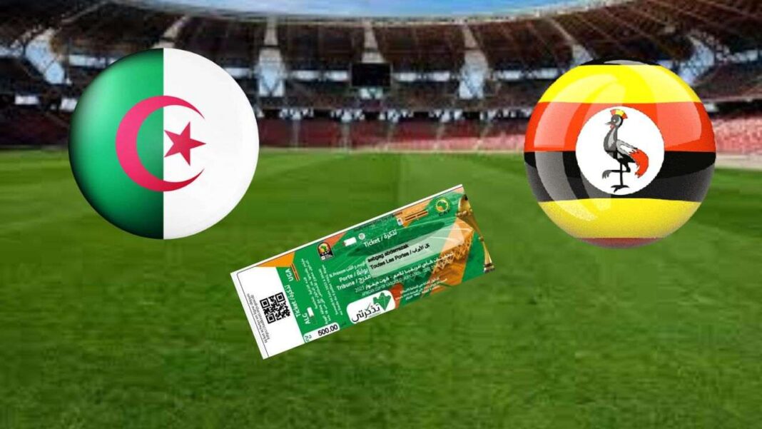 Algérie – Ouganda: heure, chaînes et compositions des deux équipes Ballon de football entre les drapeaux de l'Algérie et de l'Ouganda.