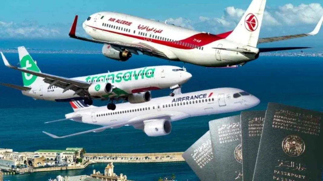 Trois avions de différentes compagnies aériennes en vol vers Alger.