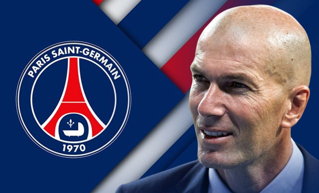 Thierry Henry vend enfin la mèche : Zidane n’ira pas à la Juventus parce qu’il va… Nasser Al-Khelaïfi à côté du logo du Paris Saint-Germain.