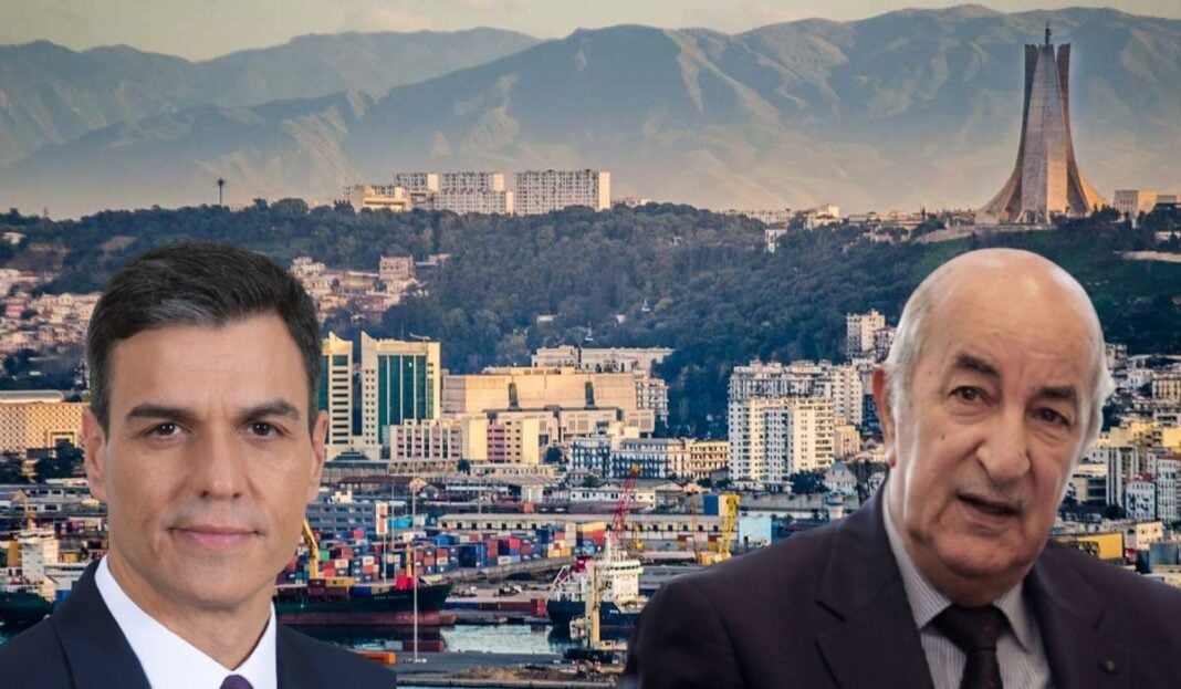 L’Algérie vient de lever ses mesures de gel des échanges avec… Deux hommes politiques en discussion avec la ville d'Alger en arrière-plan.