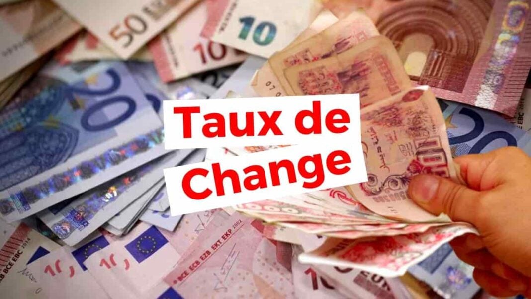 Billets en euros et dinars algériens, taux de change actuel.