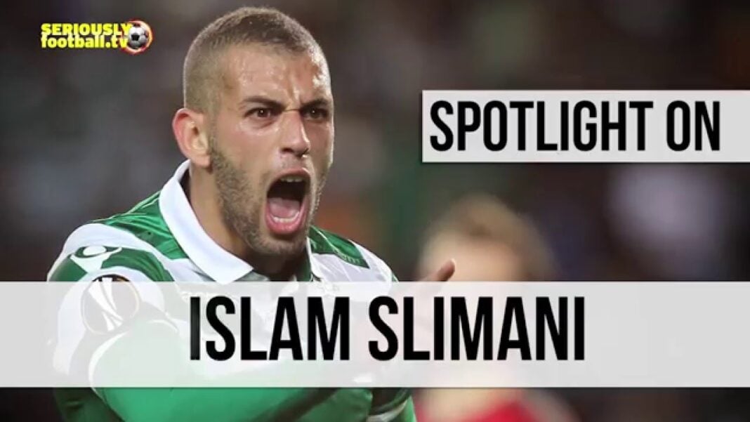 Encore une situation embarrassante pour Islam Slimani Islam Slimani en pleine expression lors d'un match.