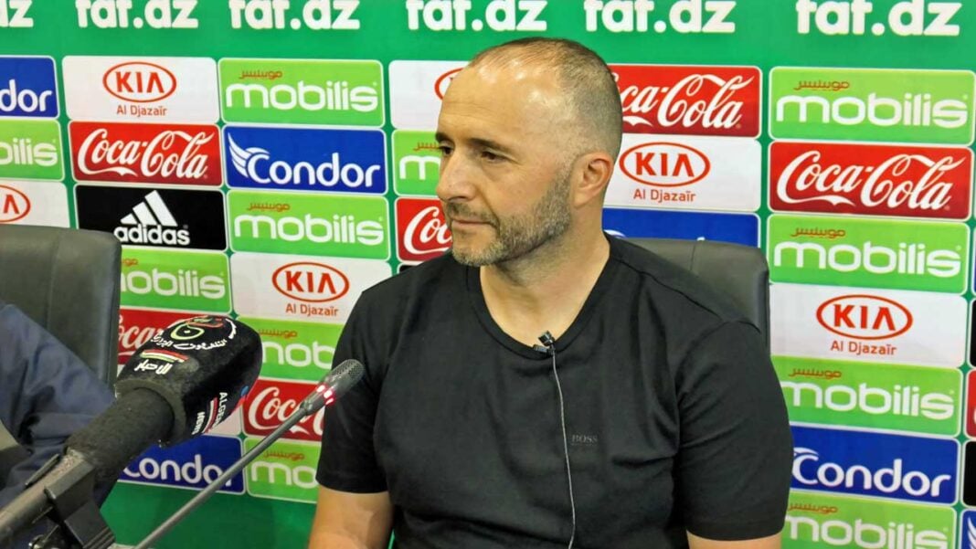 Conférence de presse de Belmadi : voici les nouvelles conditions pour les journalistes Djamel Belmadi, entraîneur de football, lors d'une conférence de presse.