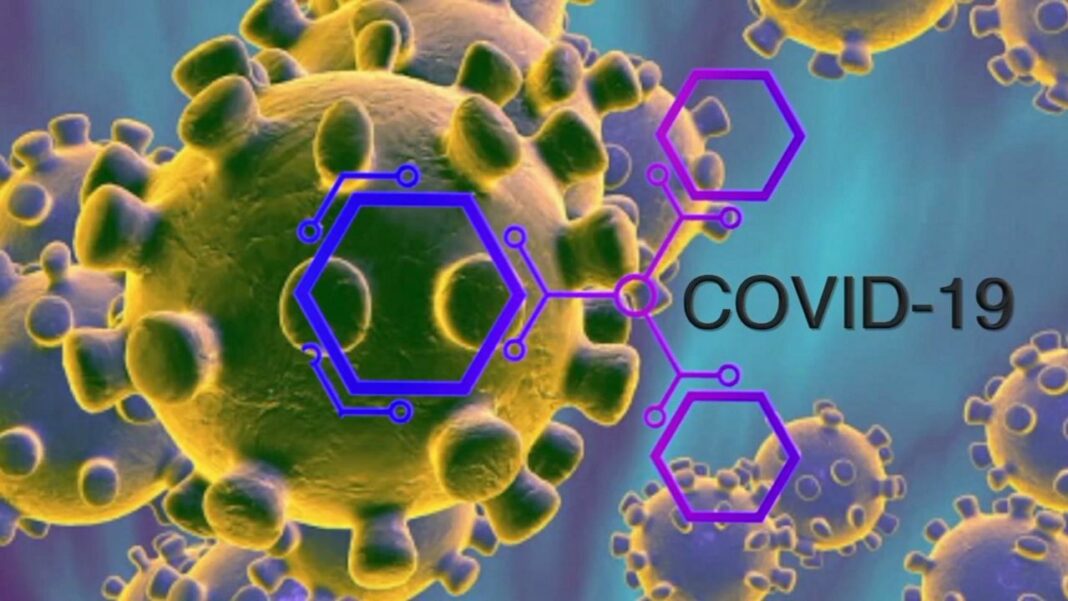 Algérie-Covid19: Après deux semaines d’accalmie, un premier décès enregistré. Représentation du virus COVID-19 avec structure moléculaire.
