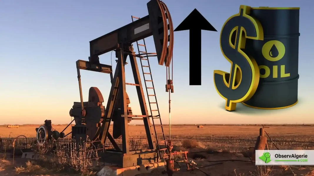 Hausse des prix du pétrole depuis ce 14 septembre Plateforme pétrolière avec symbole de dollar et baril d'huile.