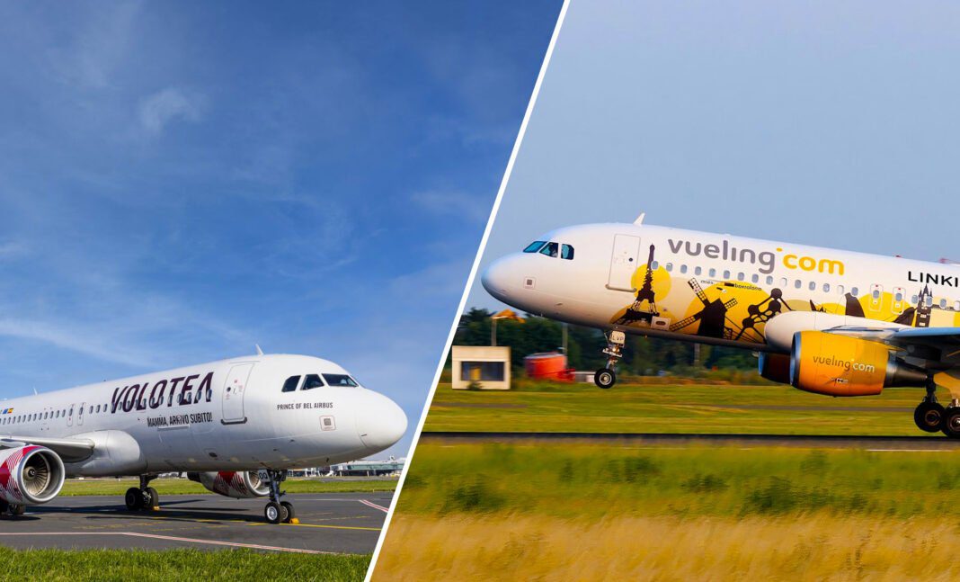 Volotea et Vueling: Grosse baisse des prix des vols France-Algérie, des billets à 70 euro… Avions de Volotea et Vueling prêts à décoller sur la piste.