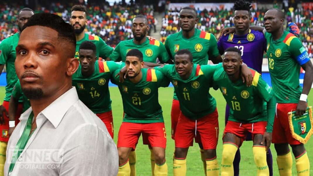 L’Ouzbékistan humilie le Cameroun de Samuel Eto’o 2-0, où est passé Gassama ! Les joueurs du Cameroun en action lors d'un match de football.