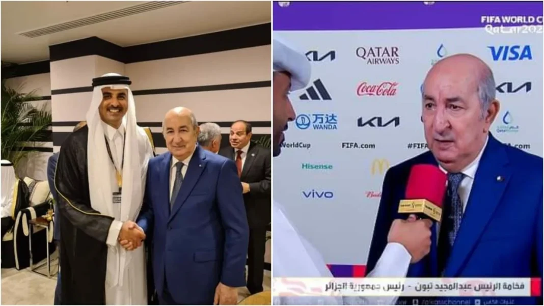 Coupe du Monde 2022 : Tebboune rêve d’une finale arabe Tebboune en interview lors de la Coupe du Monde 2022.