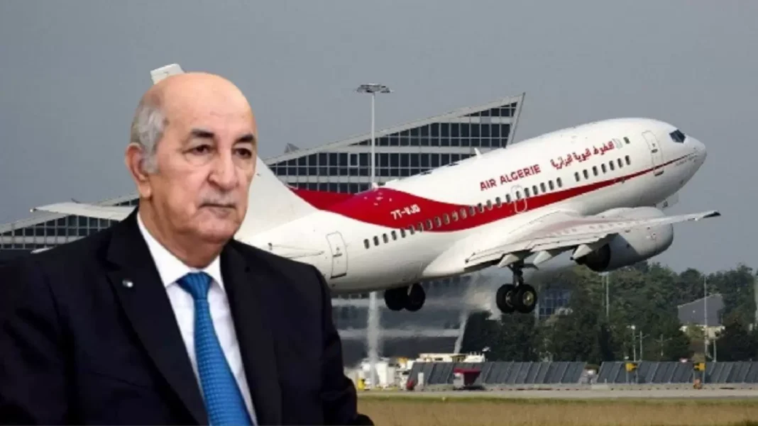 Air Algérie : Tebboune donne de nouvelles instructions Tebboune devant un avion d'Air Algérie en atterrissage.