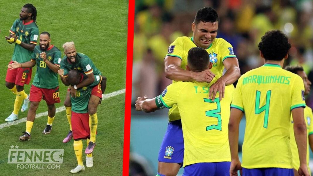 Coupe du monde 2022 : Cameroun – Brésil : Date et heure de la rencontre Joueurs du Cameroun et du Brésil lors d'un match de la Coupe du Monde 2022.