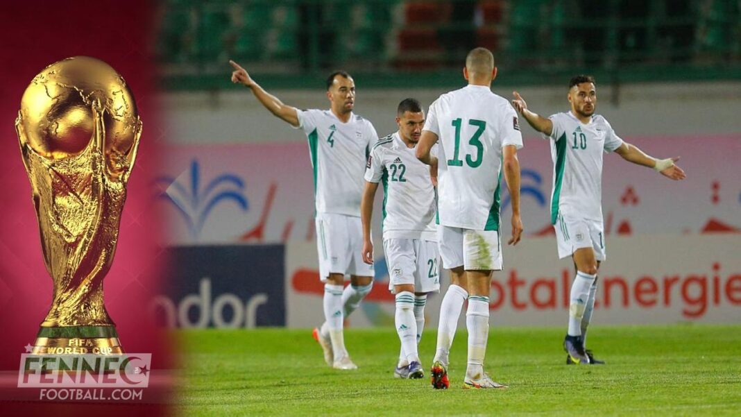 Équipe algérienne de football lors d'un match du Mondial 2022.