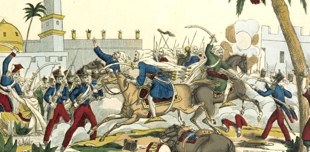 Conquête de l'Algérie par les Ottomans Peinture historique de la conquête ottomane de l'Algérie.