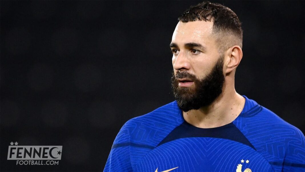 Karim Benzema en équipe de France Karim Benzema lors d'un match de football avec l'équipe de France.