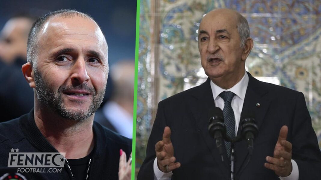 Belmadi et l’équipe d’Algérie: Que pensez vous de de la sortie inattendue de Abdelmadjid Tebboune ? Portraits de l'entraîneur d'Algérie et du président Tebboune lors d'une conférence.