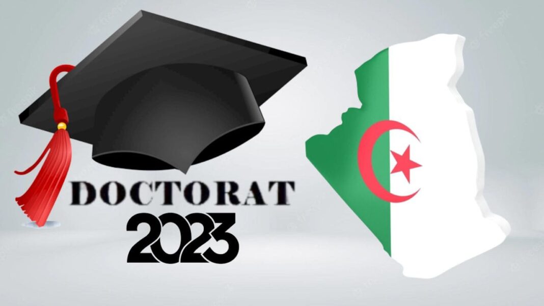Algérie : Découvrez les dates fixées pour le concours doctorat 2023 Détails du concours doctorat 2023 en Algérie avec carte et chapeau de diplômé.