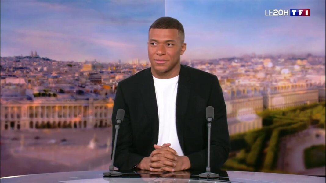 «Pourquoi Mbappé n’a pas joué avec l’Algérie ?», il donne la réponse Kylian Mbappé en interview avec vue sur Paris en arrière-plan.