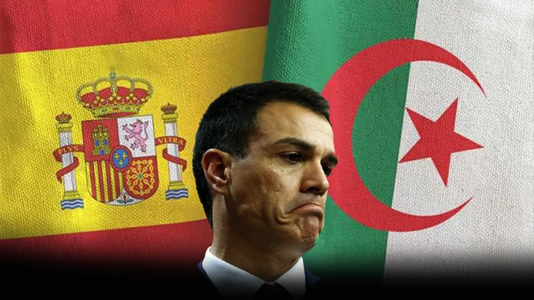 Madrid est en difficulté et la pression monte sur Sanchez Sergio Sánchez avec drapeaux espagnol et algérien en arrière-plan.