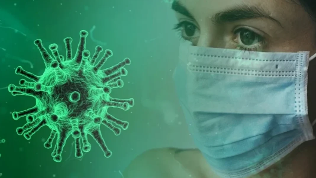 Virus COVID-19 et personne portant un masque facial.