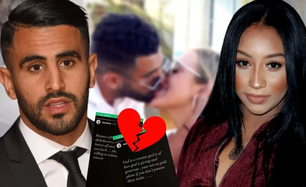 Photo de Riyad Mahrez et Taylor Ward avec un message de rupture.