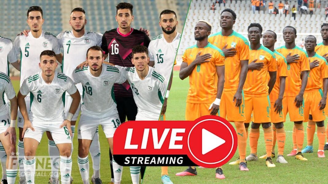 Algérie vs Côte d'Ivoire en direct Équipes nationales d'Algérie et Côte d'Ivoire en match de football.
