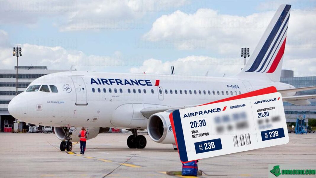 Vols Algérie : Voici une terrible nouvelle pour les clients d’Air France Avion Air France avec billet d'embarquement sur le tarmac.