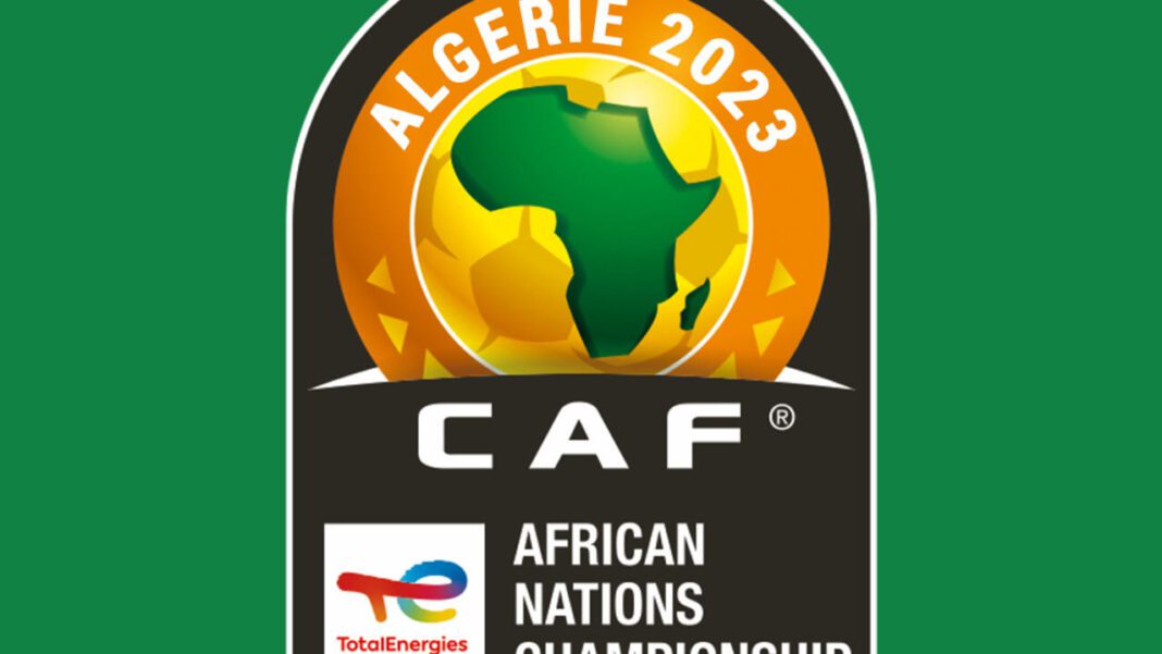 Logo de la CAN 2023 en Algérie avec le continent africain.