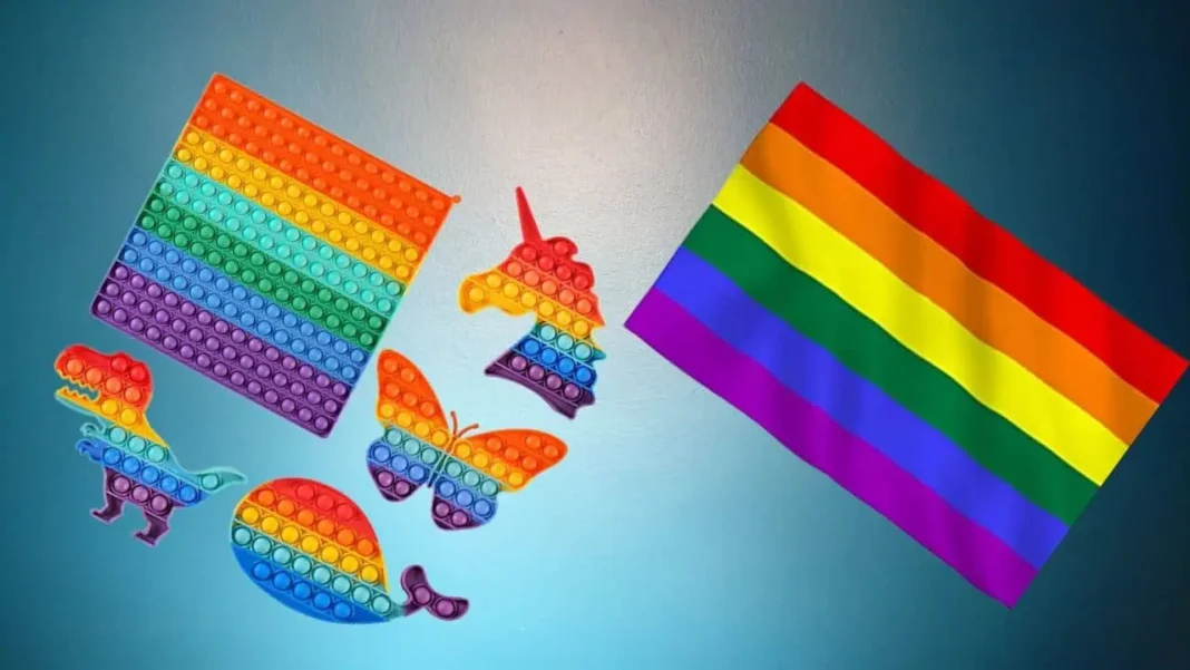 Algérie : le jeu Pop It, promeut-il la communauté LGBT ? Voici la Réponse . Jeux Pop It avec drapeau arc-en-ciel LGBT+.