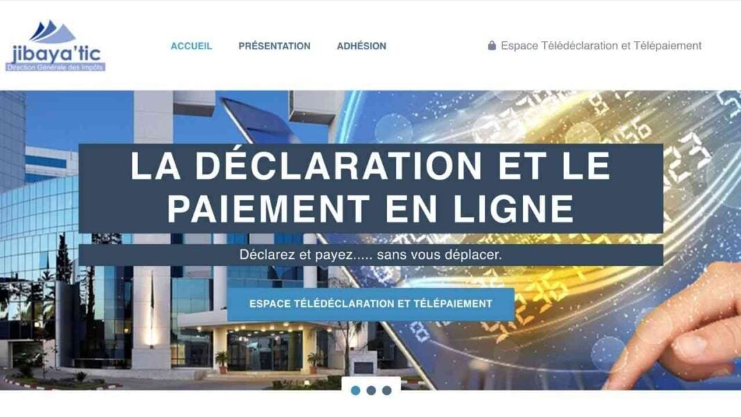 Interface de déclaration et paiement en ligne des impôts et taxes.