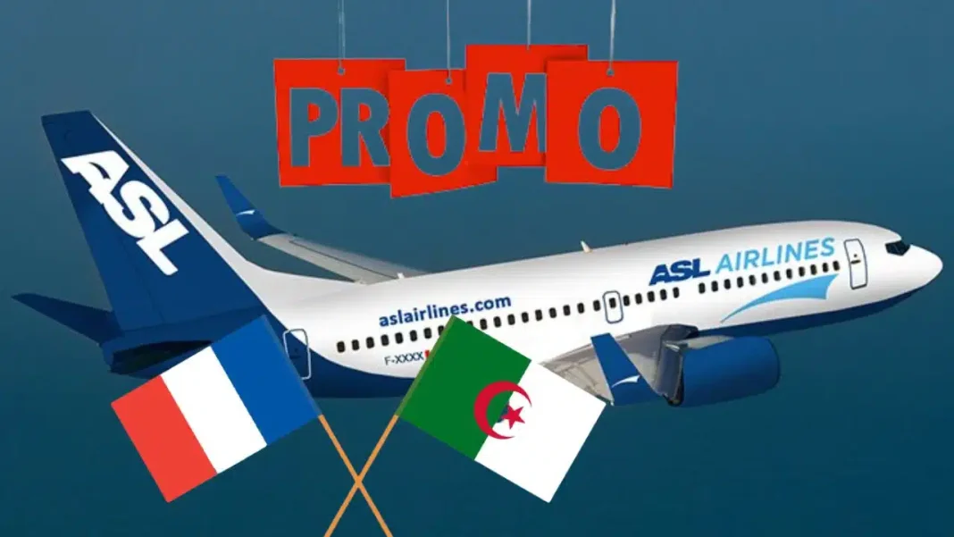 Vols France-Algérie : de nouvelles promotions chez ASL Airlines pour l’été 2023 Avion d'ASL Airlines avec drapeaux France et Algérie.