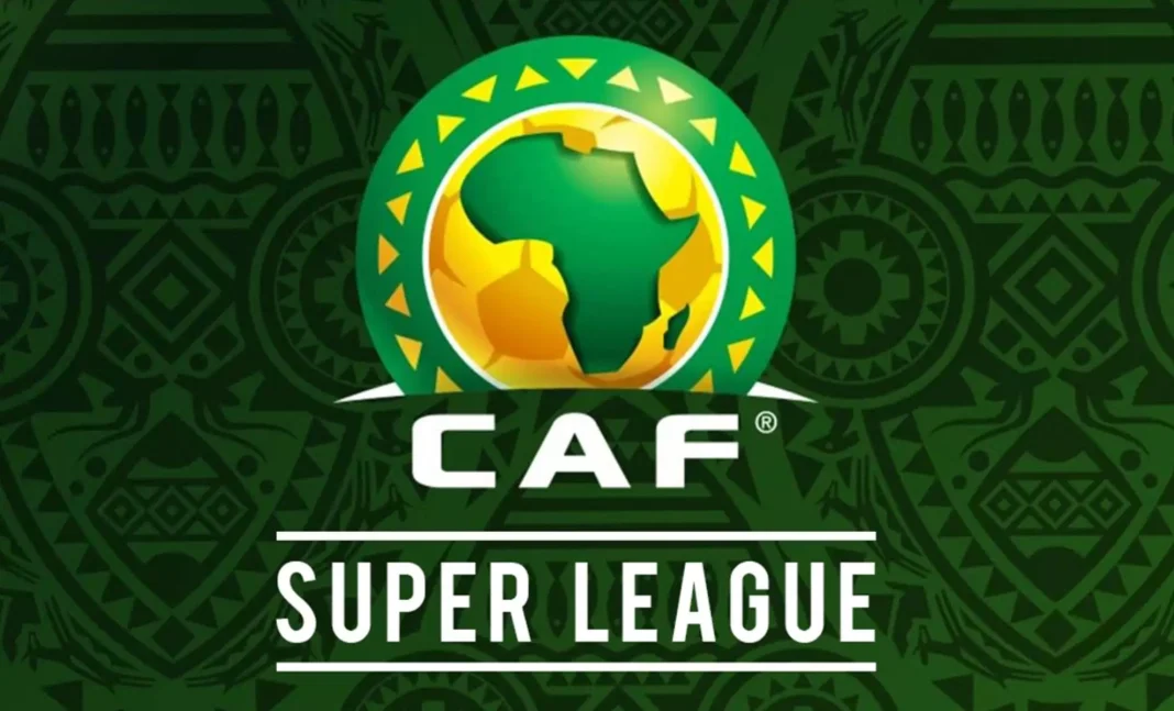 Super League de la CAF : coup dur pour l’Algérie Logo de la CAF avec carte de l'Afrique en vert et jaune.