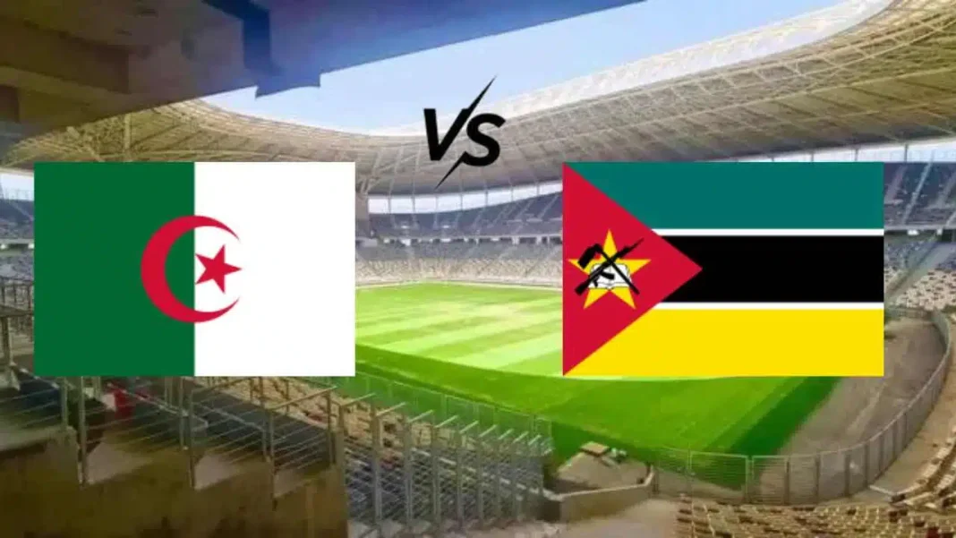 Match de football Algérie contre Mozambique au stade.