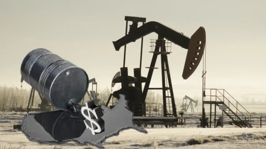 Pétrole : Voici les prix de l’or noir ce 11 janvier 2023 Plateforme pétrolière avec baril de pétrole et symbole dollar.
