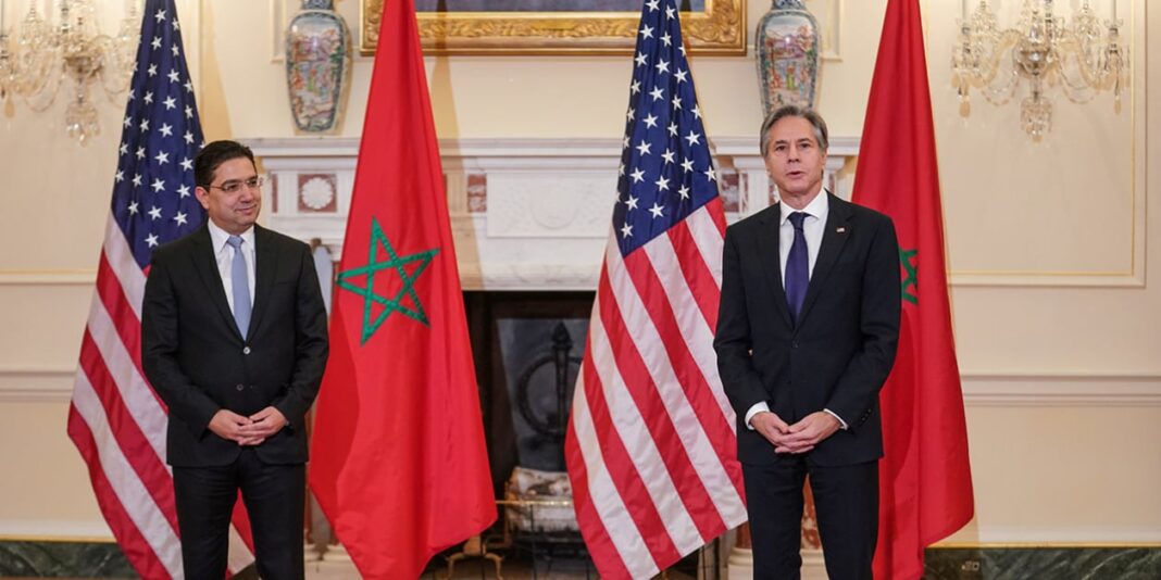 Maroc / A propos du Sahara occidental : nouvelle réaction choquante des USA Le président américain et le roi du Maroc lors d'une réunion officielle.