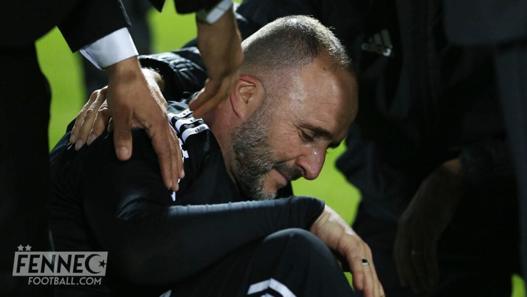 Djamel Belmadi en pleurs lors d'une compétition de football.