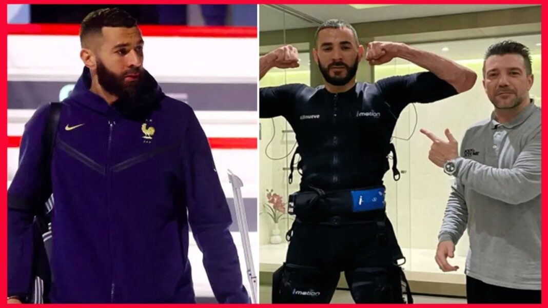 Le préparateur personnel de Benzema fait des révélations chocs sur les bleus Karim Benzema avec son préparateur personnel lors d'une séance d'entraînement.