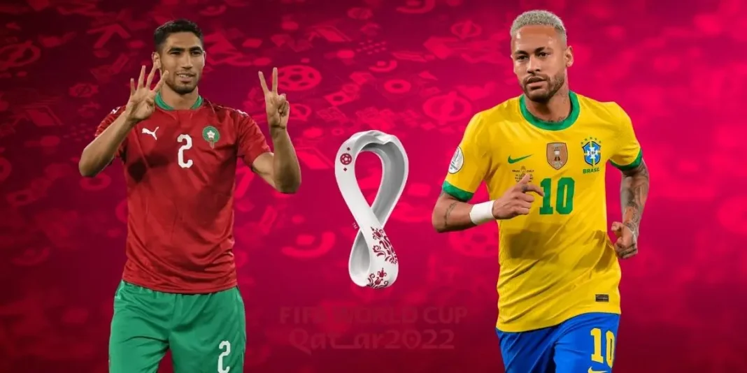 Officiel.Match amical Maroc – Brésil le … Joueurs du Maroc et du Brésil lors d'un match amical de football.