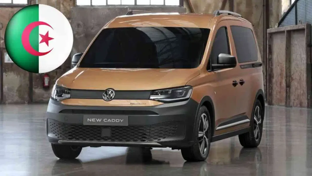 Automobile : Découvrez le prix du Volkswagen Caddy 2023 en Algérie Volkswagen Caddy 2023, véhicule utilitaire compact, couleur beige, intérieur moderne.