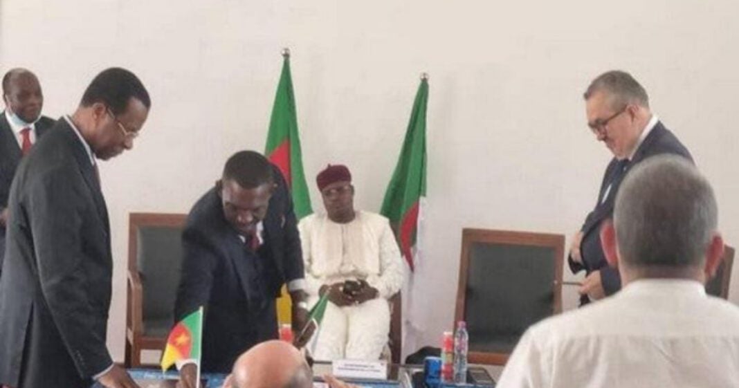 Représentants de l'Algérie et du Cameroun lors de la signature d'un accord.