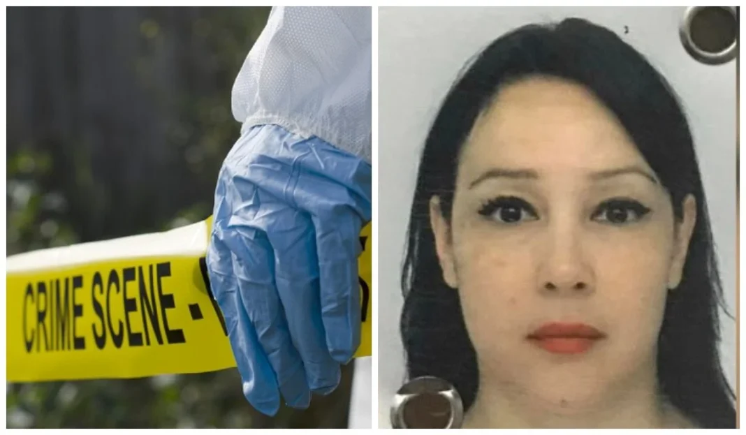 Triste ! Le corps d’une Algérienne retrouvé en morceaux en France suscite la curiosité Gants bleus et ruban de scène de crime en France.