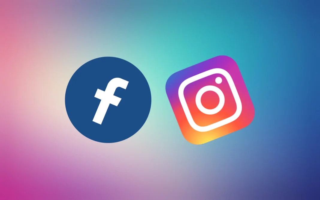 Logos de Facebook et Instagram sur fond coloré.